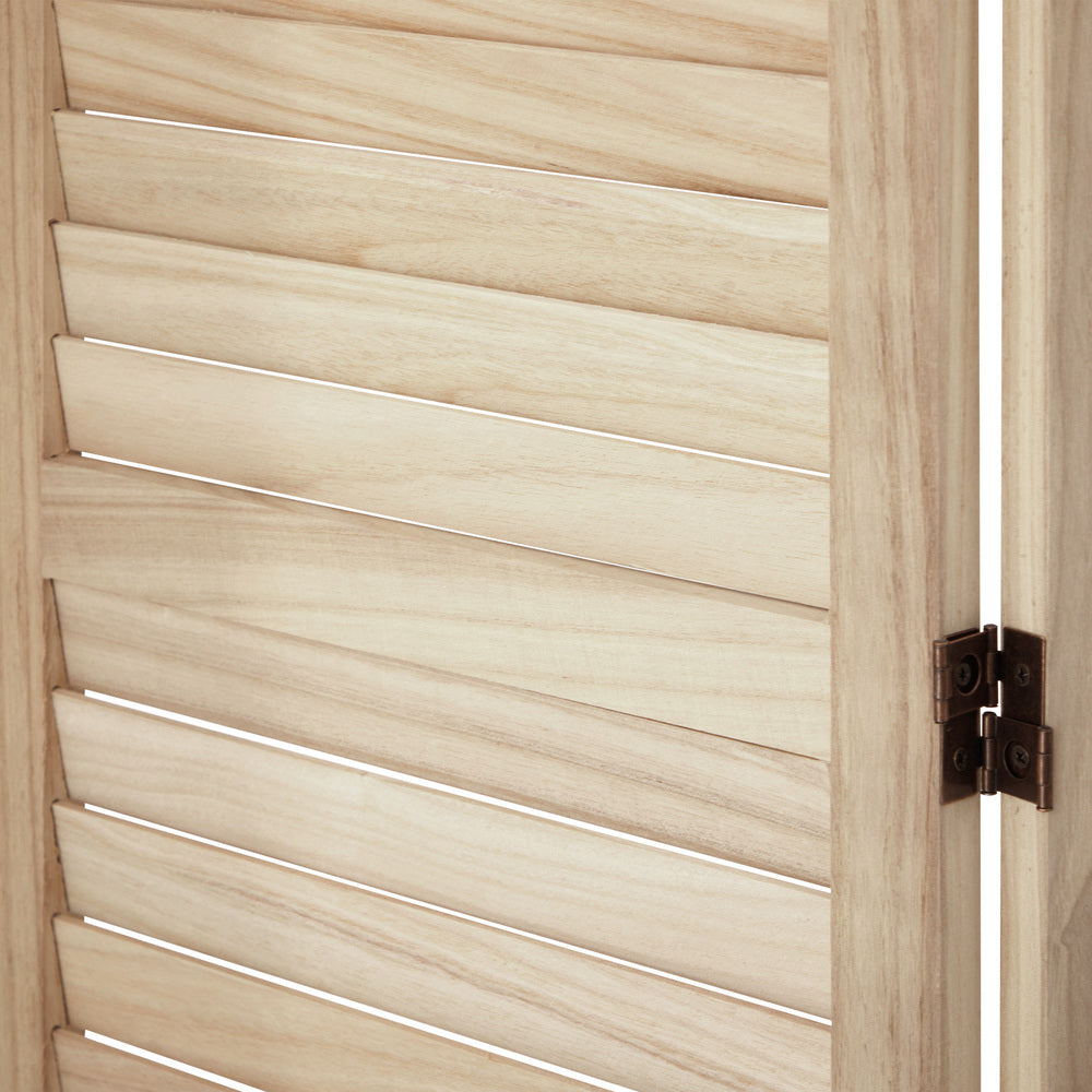 Oikiture 6 Panel Room Divider Timber Wooden Natural