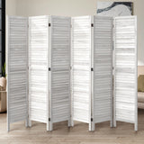 Oikiture 6 Panel Room Divider Timber Wooden Fold White - Side View