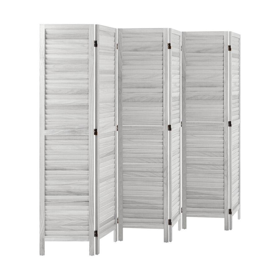 Oikiture 6 Panel Room Divider Timber Wooden Fold White