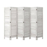 Oikiture 6 Panel Room Divider Timber Wooden Fold White