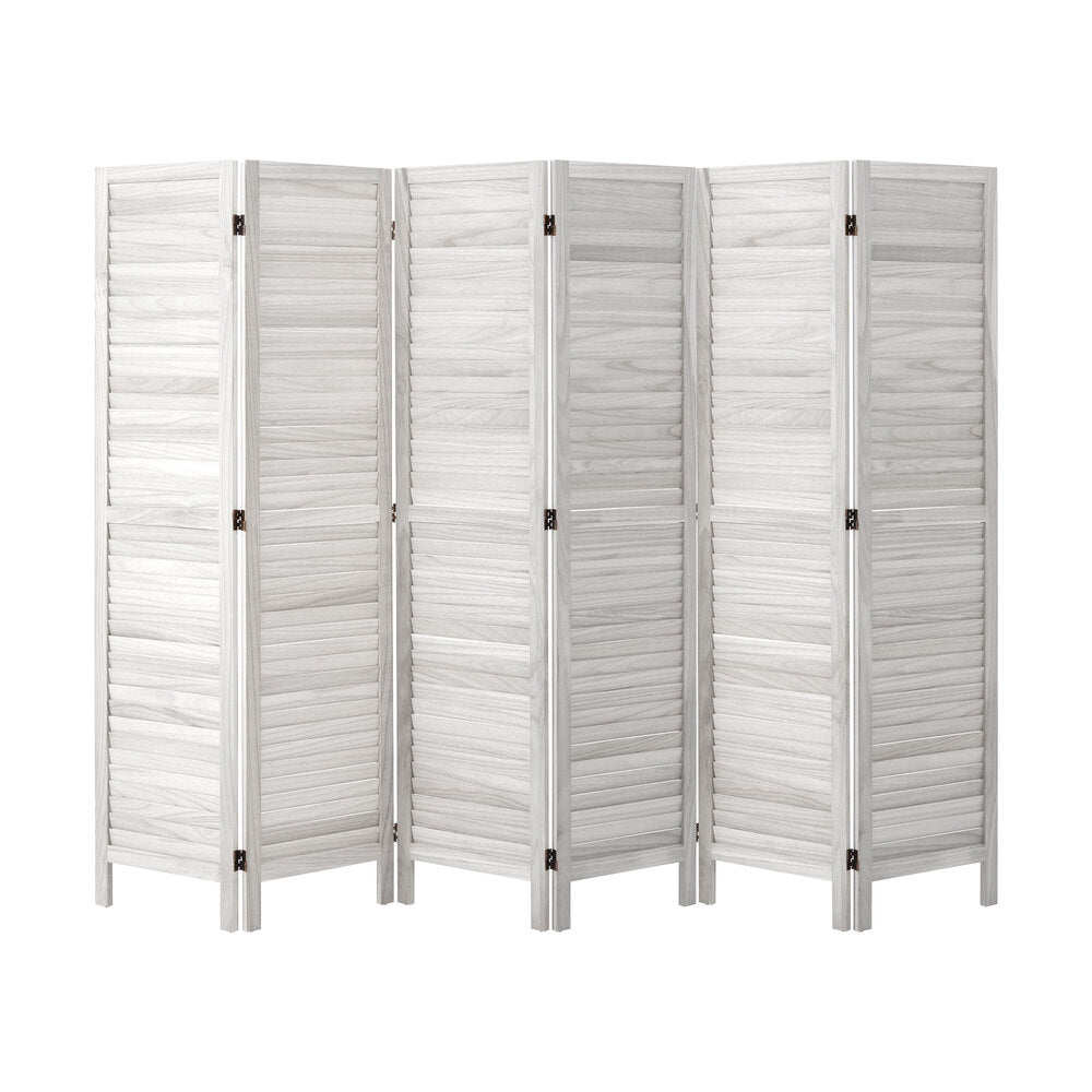 Oikiture 6 Panel Room Divider Timber Wooden Fold White