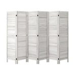 Oikiture 6 Panel Room Divider Timber Wooden Fold White
