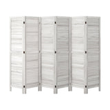 Oikiture 6 Panel Room Divider Timber Wooden Fold White - Top-Down View