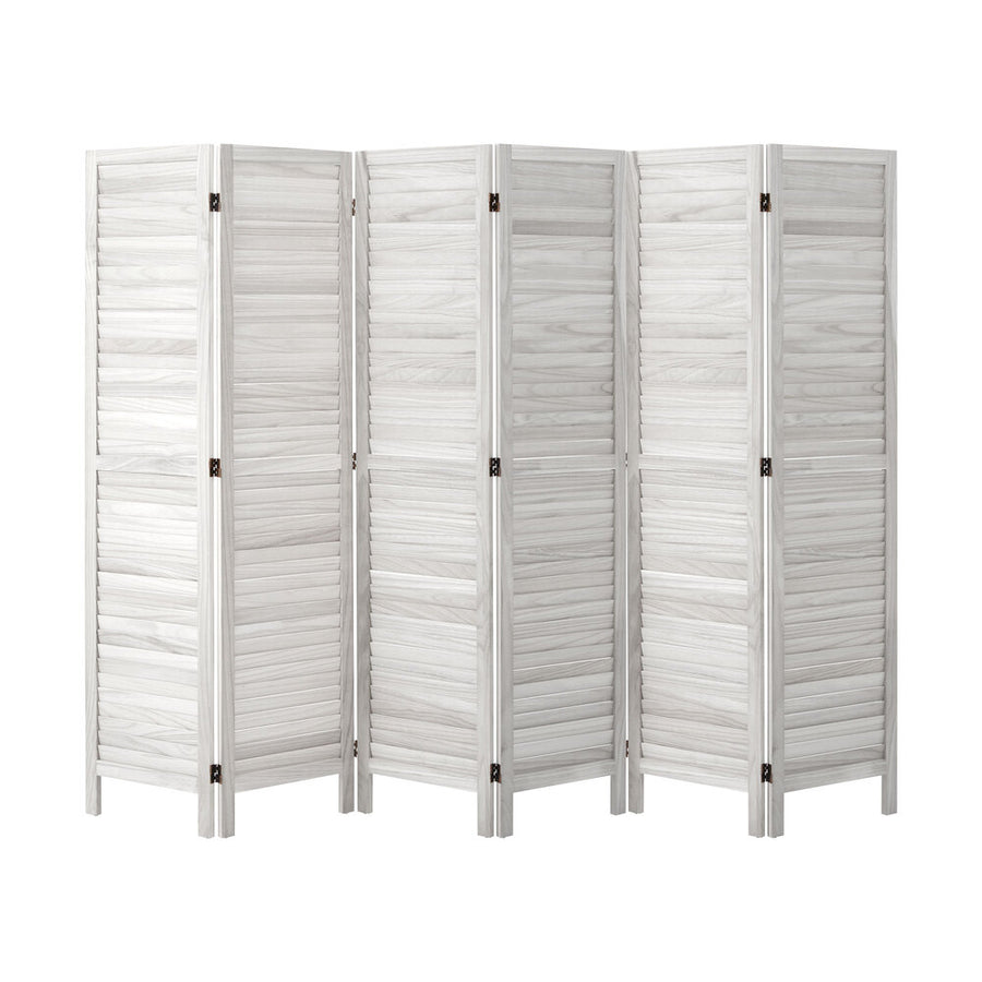 Oikiture 6 Panel Room Divider Timber Wooden Fold White