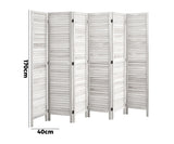 Oikiture 6 Panel Room Divider Timber Wooden Fold White