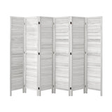 Oikiture 6 Panel Room Divider Timber Wooden Fold White