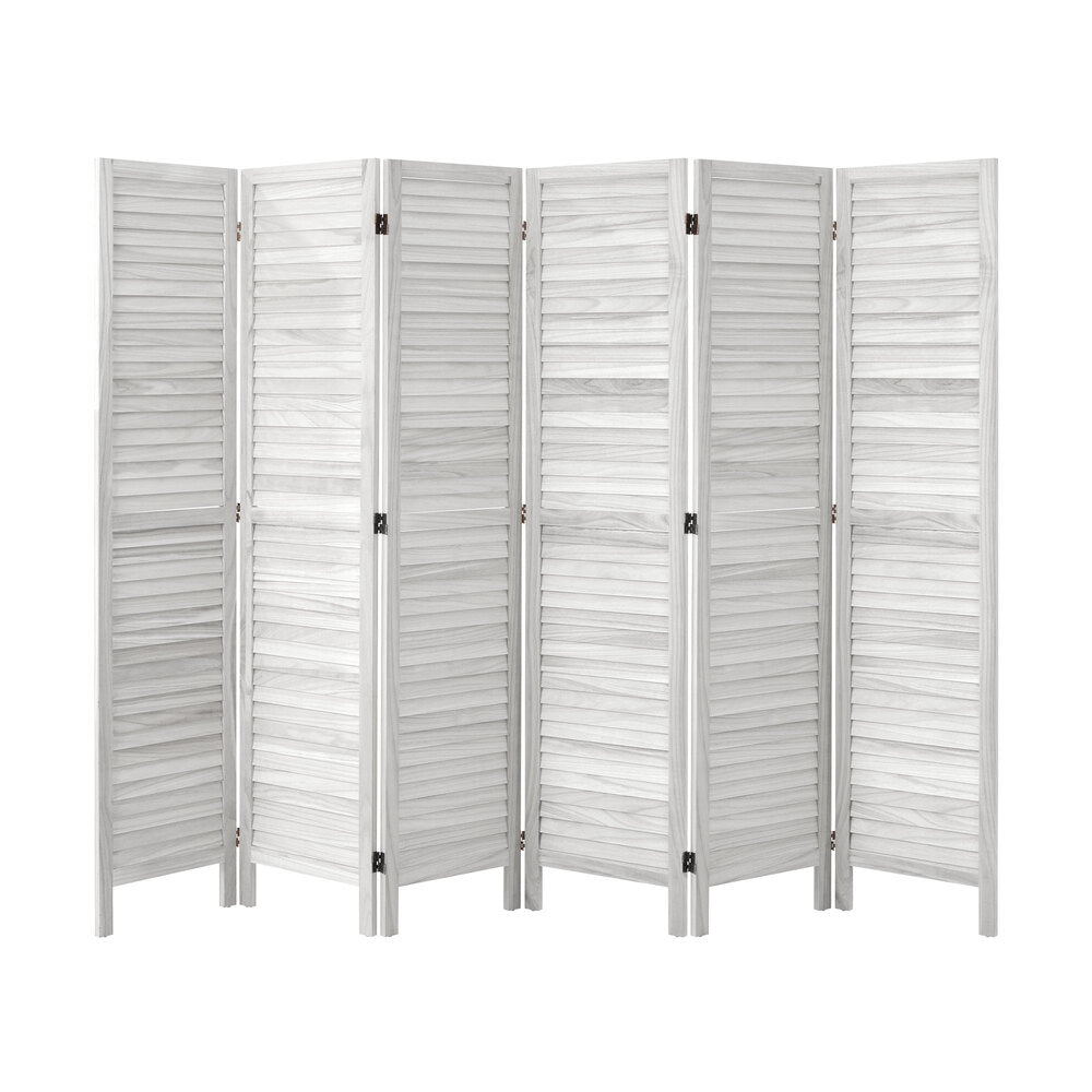 Oikiture 6 Panel Room Divider Timber Wooden Fold White