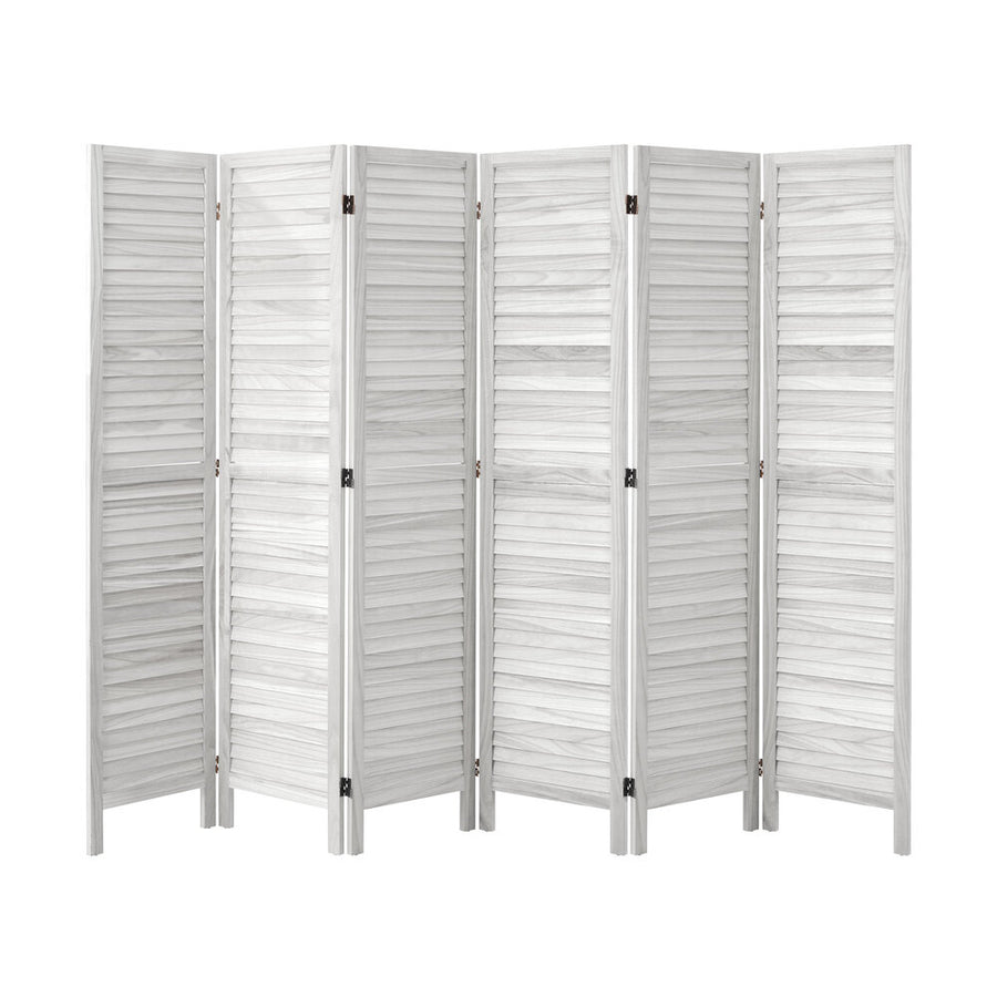 Oikiture 6 Panel Room Divider Timber Wooden Fold White
