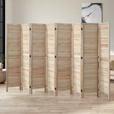 Oikiture 8 Panel Room Divider Timber Wooden Natural - Side View
