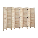 Oikiture 8 Panel Room Divider Timber Wooden Natural