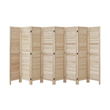 Oikiture 8 Panel Room Divider Timber Wooden Natural