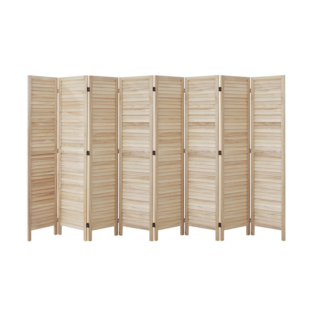 Oikiture 8 Panel Room Divider Timber Wooden Natural
