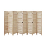 Oikiture 8 Panel Room Divider Timber Wooden Natural - Close-Up Angle