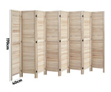 Oikiture 8 Panel Room Divider Timber Wooden Natural