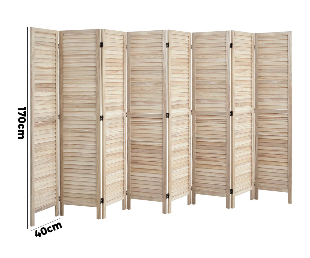 Oikiture 8 Panel Room Divider Timber Wooden Natural