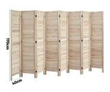 Oikiture 8 Panel Room Divider Timber Wooden Natural - Top-Down View