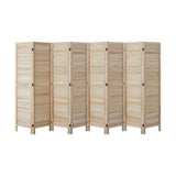 Oikiture 8 Panel Room Divider Timber Wooden Natural