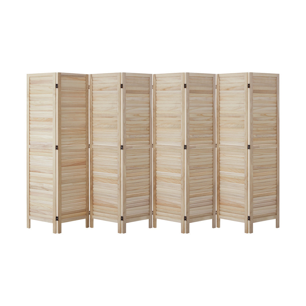 Oikiture 8 Panel Room Divider Timber Wooden Natural
