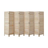 Oikiture 8 Panel Room Divider Timber Wooden Natural - 45-Degree Angle