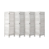 Oikiture 8 Panel Room Divider Timber Wooden Fold White