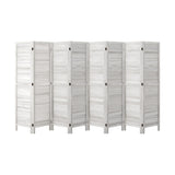 Oikiture 8 Panel Room Divider Timber Wooden Fold White - Front View