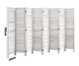 Oikiture 8 Panel Room Divider Timber Wooden Fold White - Close-Up Angle