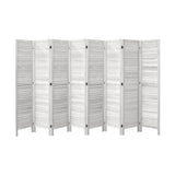 Oikiture 8 Panel Room Divider Timber Wooden Fold White