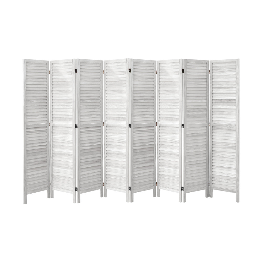 Oikiture 8 Panel Room Divider Timber Wooden Fold White