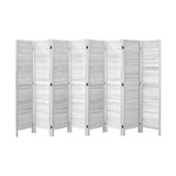 Oikiture 8 Panel Room Divider Timber Wooden Fold White - 45-Degree Angle
