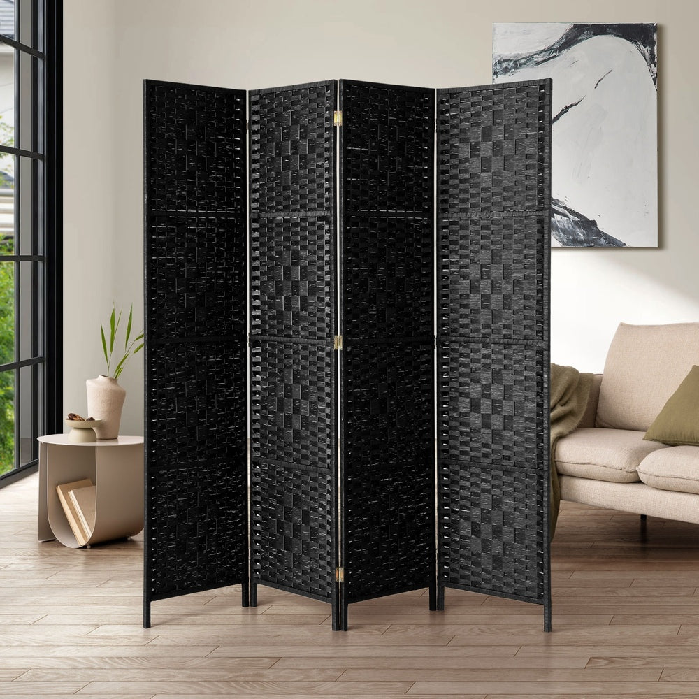 Oikiture 4 Panel Room Divider Privacy Screen Black