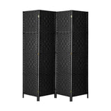 Oikiture 4 Panel Room Divider Privacy Screen Black - Front View
