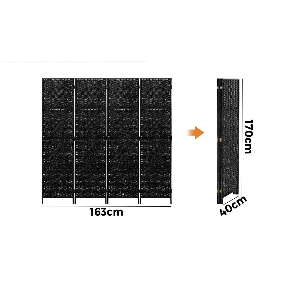 Oikiture 4 Panel Room Divider Privacy Screen Black