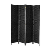 Oikiture 4 Panel Room Divider Privacy Screen Black - Top-Down View
