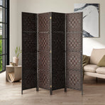 Oikiture 4 Panel Room Divider Privacy Screen Brown