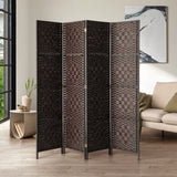 Oikiture 4 Panel Room Divider Privacy Screen Brown - Side View