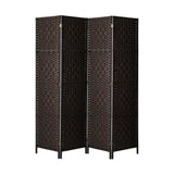 Oikiture 4 Panel Room Divider Privacy Screen Brown - Front View