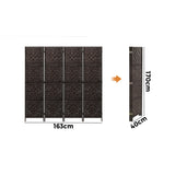 Oikiture 4 Panel Room Divider Privacy Screen Brown - Rear View