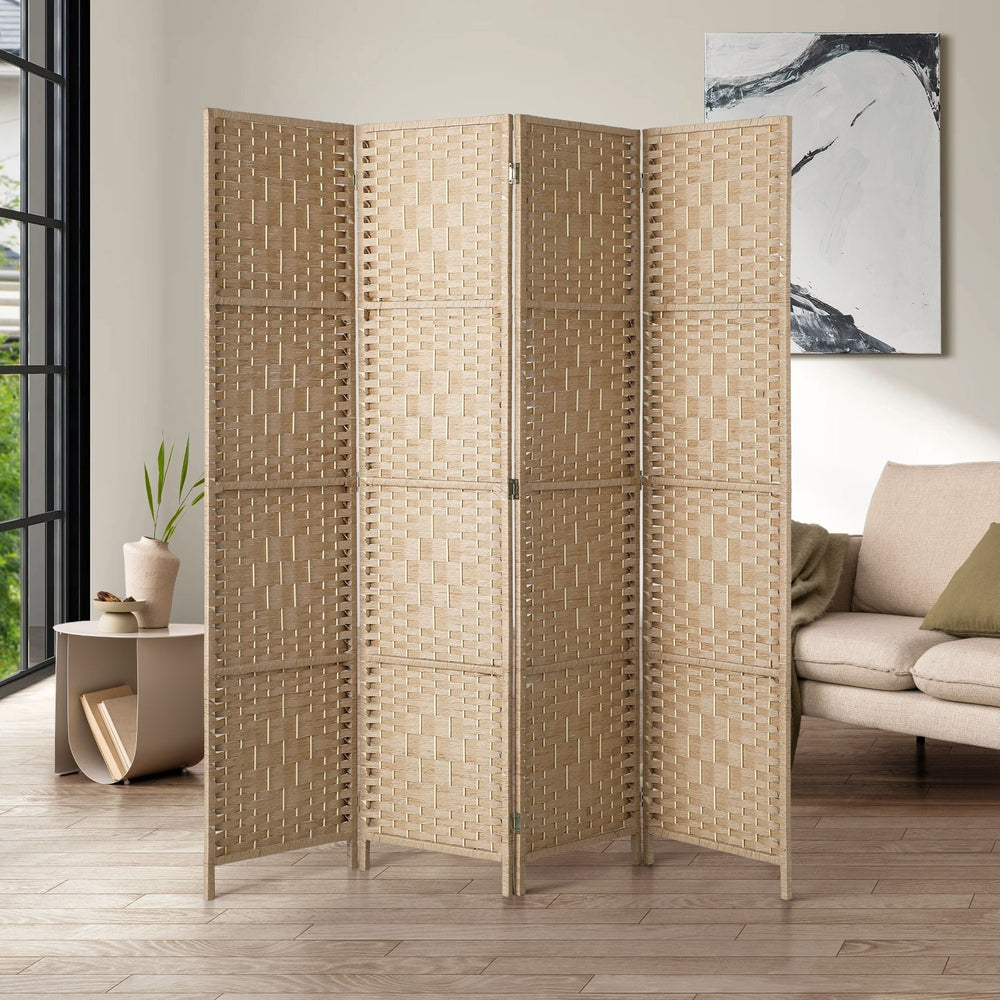 Oikiture 4 Panel Room Divider Privacy Screen Wood