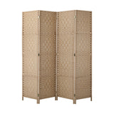 Oikiture 4 Panel Room Divider Privacy Screen Wood - Front View