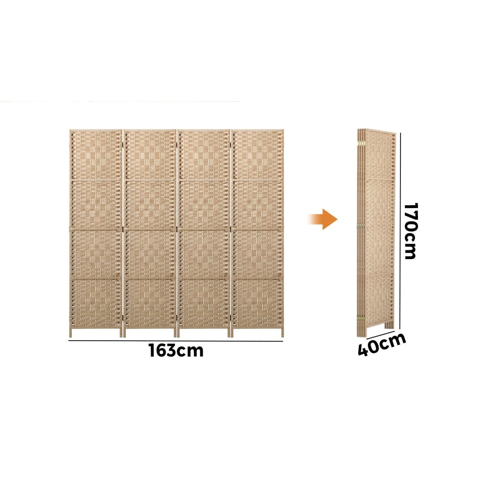 Oikiture 4 Panel Room Divider Privacy Screen Wood