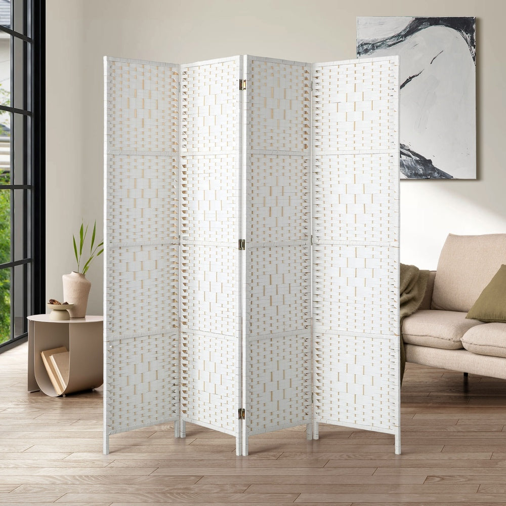 Oikiture 4 Panel Room Divider Privacy Screen White