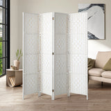 Oikiture 4 Panel Room Divider Privacy Screen White - Front View