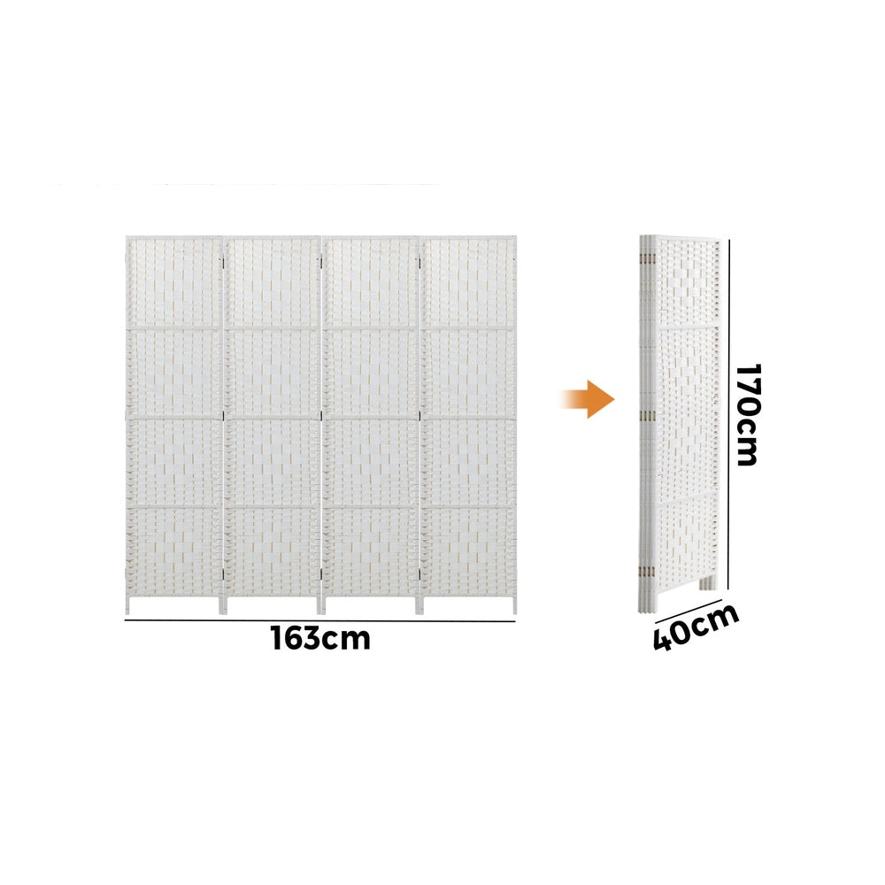 Oikiture 4 Panel Room Divider Privacy Screen White