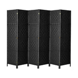 Oikiture 6 Panel Room Divider Privacy Screen Black - 45-Degree Angle