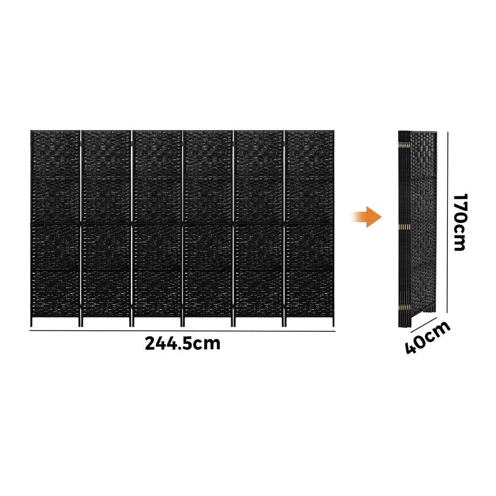 Oikiture 6 Panel Room Divider Privacy Screen Black