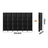 Oikiture 6 Panel Room Divider Privacy Screen Black - Close-Up Angle
