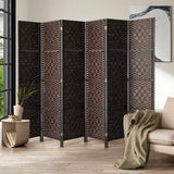 Oikiture 6 Panel Room Divider Privacy Screen Brown - 45-Degree Angle