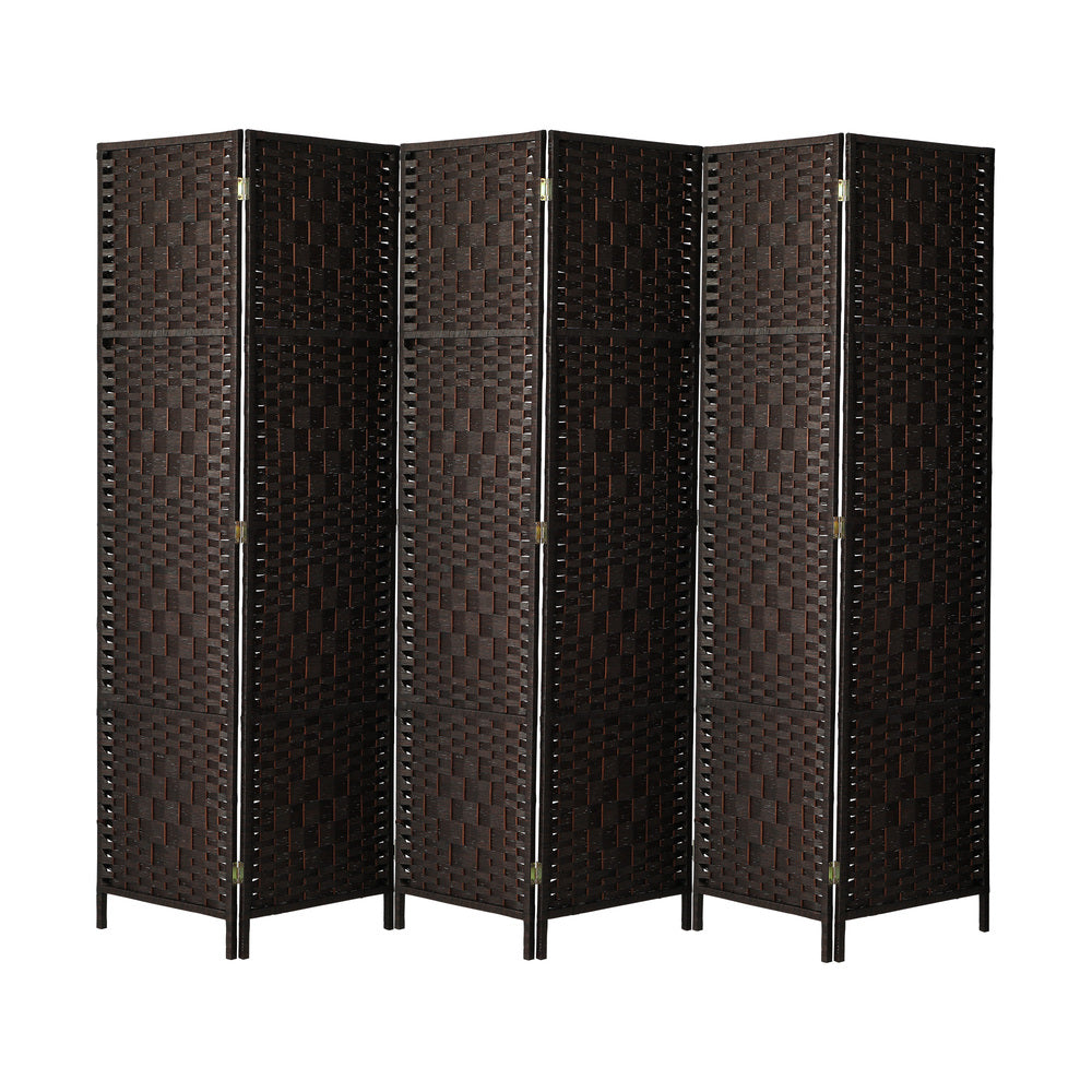 Oikiture 6 Panel Room Divider Privacy Screen Brown