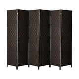Oikiture 6 Panel Room Divider Privacy Screen Brown - Top-Down View