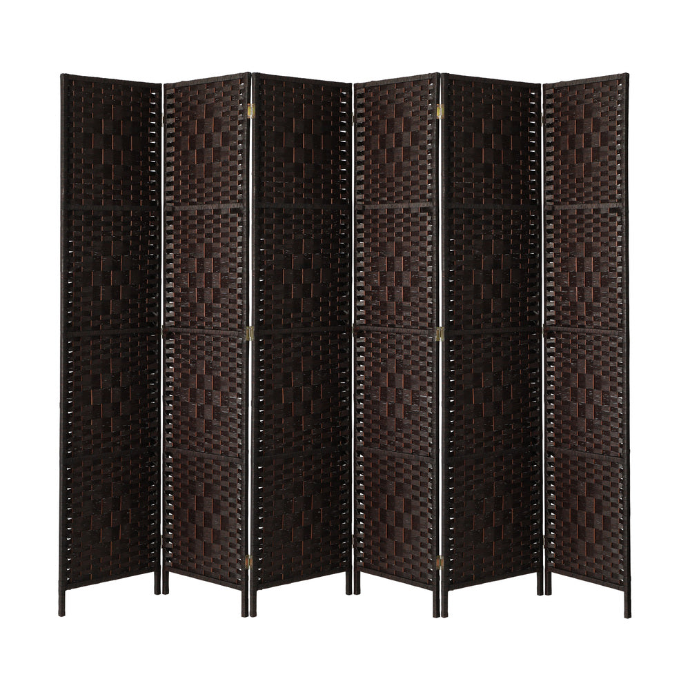 Oikiture 6 Panel Room Divider Privacy Screen Brown